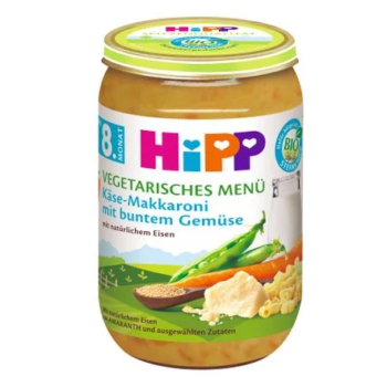 hlape.bg Hipp Био Пюре от Макарони, сирене и зеленчуци - (8м.+) 220 gr.