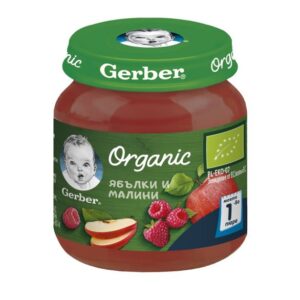 hlape.bg GERBER ORGANIC Пюре от Ябълки и малини пюре- (6м.+) 125gr