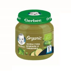 hlape.bg GERBER ORGANIC Пюре от Грах, броколи, тиквички - ( 6м.+) 125gr