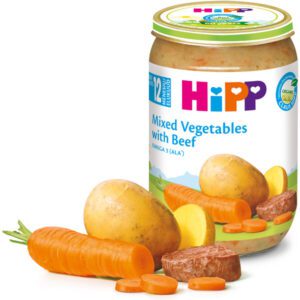 hlape.bg Hipp Био Пюре от Микс зеленчуци с телешко месо- (12м.) 220 gr.