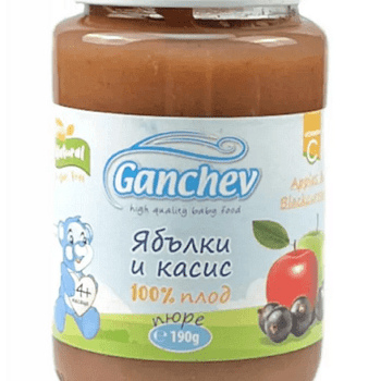 hlape.bg Ganchev Плодово пюре от Ябълки и касис- (4м.+) 190 gr