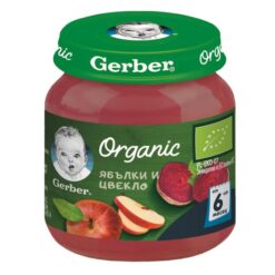 hlape.bg Gerber Organic Бебешко пюре Ябълки и цвекло 6+ 125 гр.