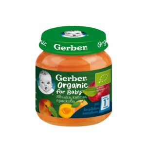 hlape.bg Gerber Organic Пюрета от Ябълка, кайсия, праскова - (6м.+) 125gr