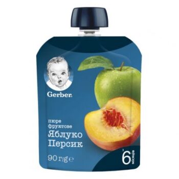 hlape.bg Nestlé GERBER Пюре пауч от Ябълка и праскова- (6м.+) 90 gr